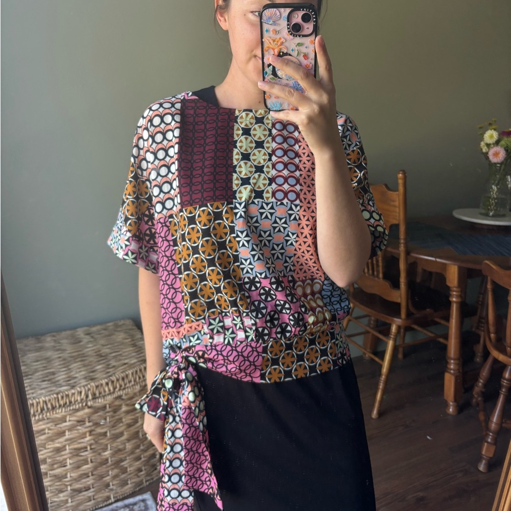 Jade Multicolor Patchwork Women's Blouse